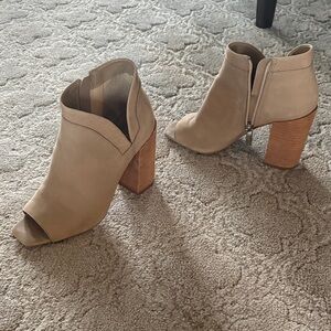 Vince Camuto Open-Toe Block Heel Ankle Booties